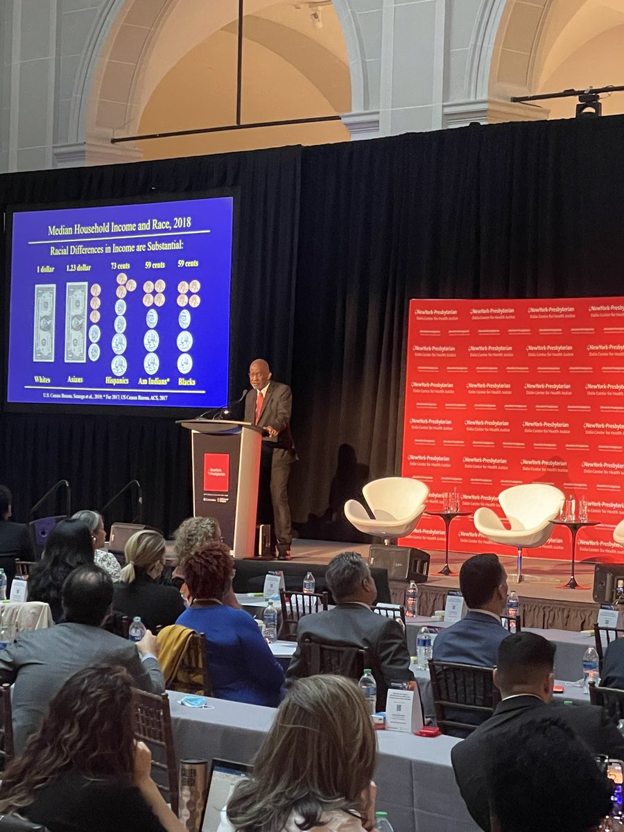 PediatricAPRN's tweet photo. Happening right now, @D_R_Williams1 discussing economic status and racial gaps in health during the Dalio Conference. @nyphospital @IyasereMd #healthequity #healthjustice https://t.co/PIkWqgolrF