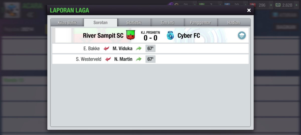 [MATCH RESULT]
Match day 15 @Liga3TEI  sektor B
<a href="/LfcSaladin/">mugiwiraa</a> 0-0 <a href="/CyberFC14/">Cyber FC</a> 

#TopEleven