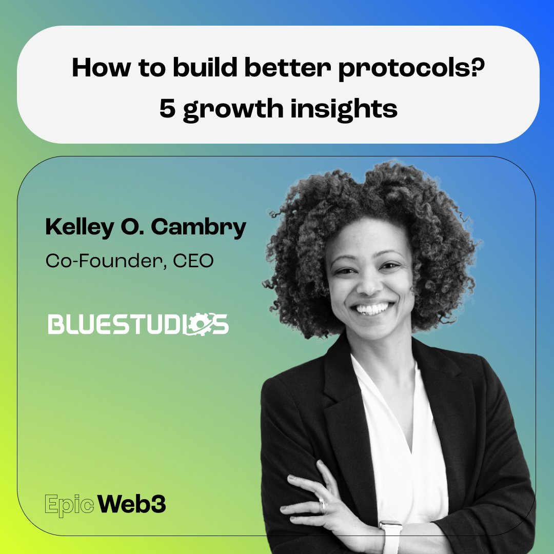 How to build better protocols in Web3?

Top 5 growth insights aka principles from <a href="/MrsKelleyOhh/">Kelley Cambry</a>, co-founder &amp; CEO at <a href="/BlueStudios_io/">Blue Studios Labs</a> 🧵👇