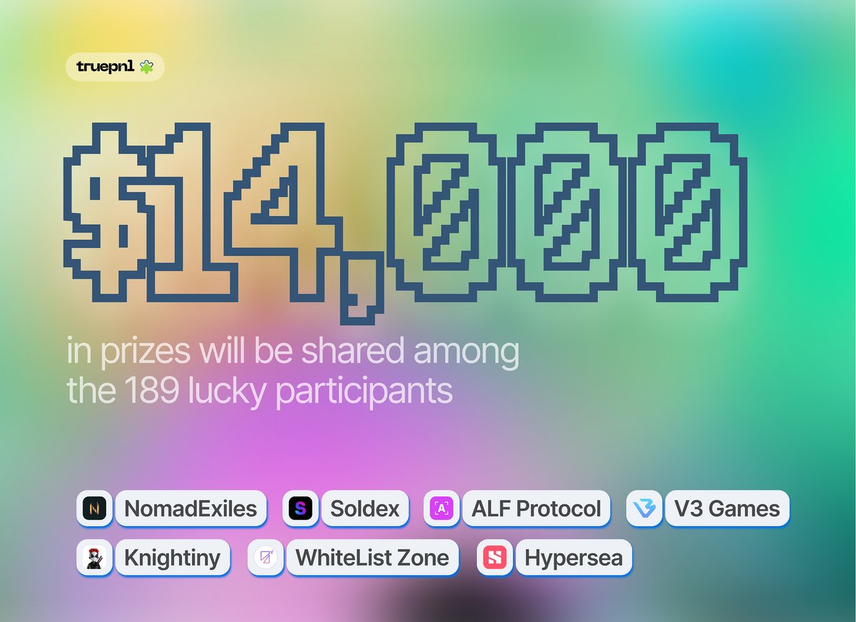truepnl's tweet photo. 📣 The Big #Giveaway 

😱  Win one of 189 prizes
🔥  Reward Pool: 🎁 14 000$ 
✅  Finish #Gleam Tasks: https://t.co/2LMp4zBmMa

⏰ENDS IN 6 DAYS! 
#giveaway #crypto #launchpad https://t.co/hE1uERKWEo