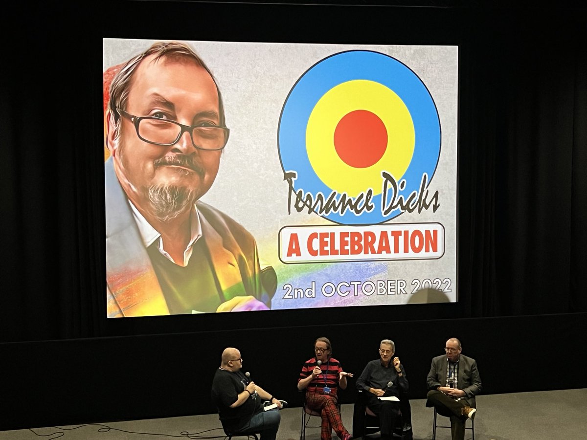 Smithyshere's tweet photo. Honouring one man’s lasting #DoctorWho legacy #terrancedickscelebration #Targetnovels,new fiction, audio adaptations, scriptwriting with #PeterDarvillEvans #NigelRobinson #GaryRussell @DavidJHowe1 #MarcusHearn @DWMtweets #MichaelStevens #StevenMoffat  @DWASonline @RiversideLondon https://t.co/4IMpGeB1yt