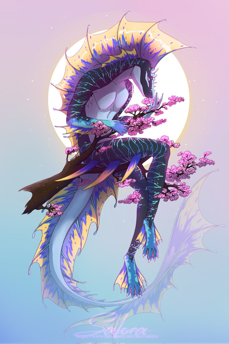 SaloraDragon's tweet photo. Gift for dear @nekko_thunder 💙

#furry #furryart #furryartist #dragon #amphibia #japan #SAKURA #romantic https://t.co/EjoxEEAT0j