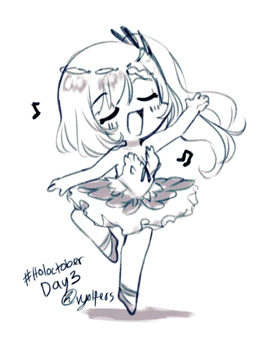 Day 3am taking it easy todai uwu some simpul cheeb. prompt ish ballerina reine + singing~ 