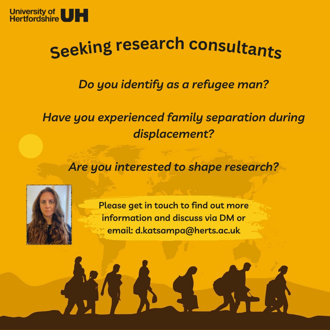 dafni__k's tweet image. Call for research consultants 👋

Looking for research consultants who can support my thinking and research ideas around the topic as part of my @DclinpsyUh #dclinpsy thesis on #refugee #men. 

Please share widely with your networks 😊