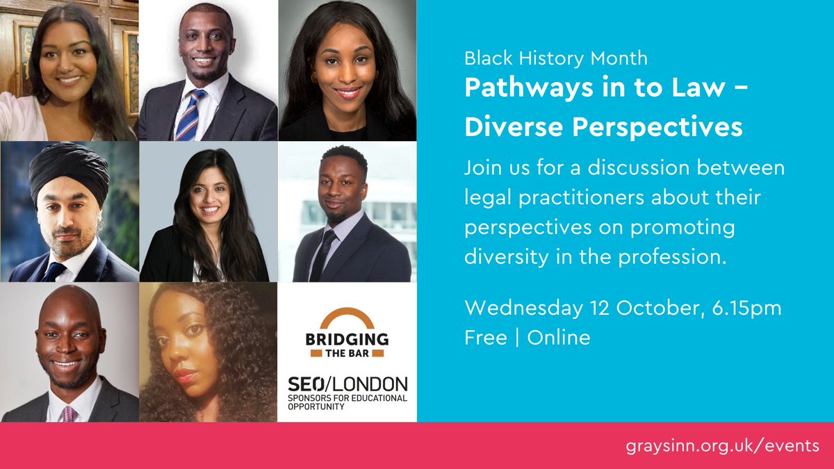 HonSocGraysInn's tweet photo. Interested in pursuing a career in the legal sector? 

Tune in to hear from legal practitioners about the various pathways into the legal profession. With @BridgeTheBar, @10000BI &amp;  @SEOLondonInfo. 

📅 Wednesday 12 October
🔗 https://t.co/fMtswrlGtS https://t.co/Tucx6rJYEI