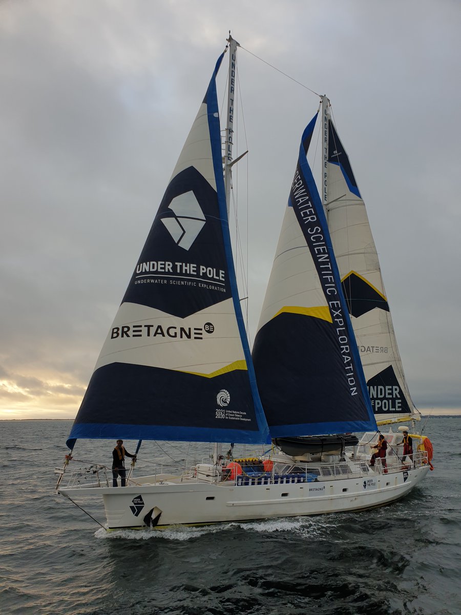 UnderThePole's tweet photo. ⛵ The WHY left Concarneau for the next expedition on the Canary Islands.
The team will then work for 2 months in the archipelago to continue the scientific program DEEPLIFE • 2021-2030.

Thank you to all our sponsors and partners who make these scientific expeditions possible. https://t.co/LJ7nCjrdH1