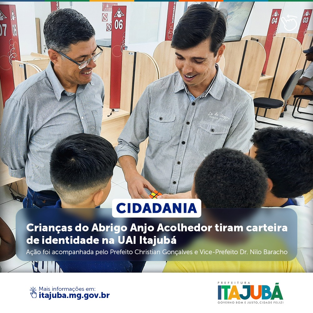 prefitajuba's tweet photo. CIDADANIA: CRIANÇAS DO ABRIGO ANJO ACOLHEDOR TIRAM CARTEIRA DE IDENTIDADE NA UAI ITAJUBÁ
Leia mais: https://t.co/yghWc8yQqP
#pminforma #prefeiturainforma #itajubá #prefeituradeitajubá #cidadania https://t.co/7lgQJqruNy