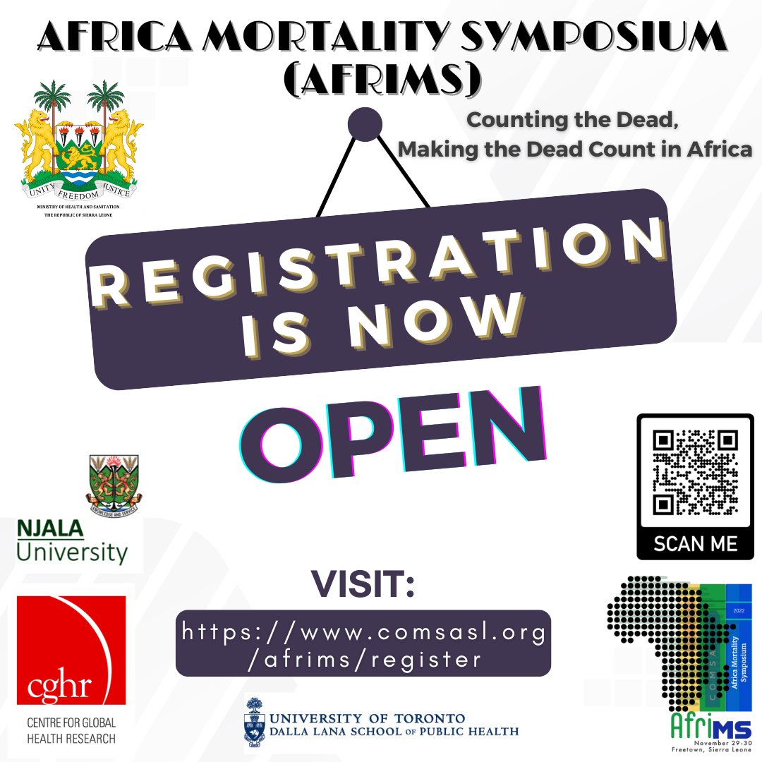 #ANNOUNCEMENT
#Registration for the #AfriMS #symposium is now open. Please visit comsasl.org for more info.

#globalhealth #mortality #SierraLeone #Africa #education #publichealth #research #Freetown #healthcare #epidemiology #healthpolicy #publicpolicy #conference