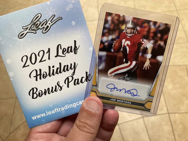 PeninsulaSC's tweet image. Happy Customer with this @Leaf_Cards Holiday Pack pull. #goat Montana Auto.  Undefeated in the Super Bowl. #49ers