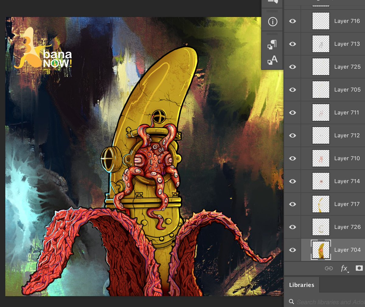 Bananow_V's tweet photo. While juggling with everything else IRL and web3. Finally, OctoNut from the #theotherside of Bananow team is done(?)😜
And I need you guys to stop me from adding layers here. Kidding!😆 That many layers are for the full team from #theotherside who will be launching soon!#bananow https://t.co/nVS6gu6tN4