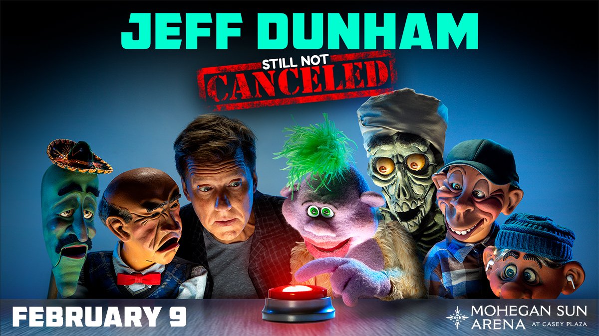 MoheganArenaPA's tweet photo. JUST ANNOUNCED!
Comedy icon @jeffdunham returns to #WilkesBarre in 2023 with his all-new tour: STILL NOT CANCELED
Tickets for the show on Feb. 9th go on sale to the general public on Monday, Oct. 10th at 10am at the NBT Bank Box Office and Ticketmaster.
#JeffDunham #MSAPA https://t.co/9A7F4e0LZi