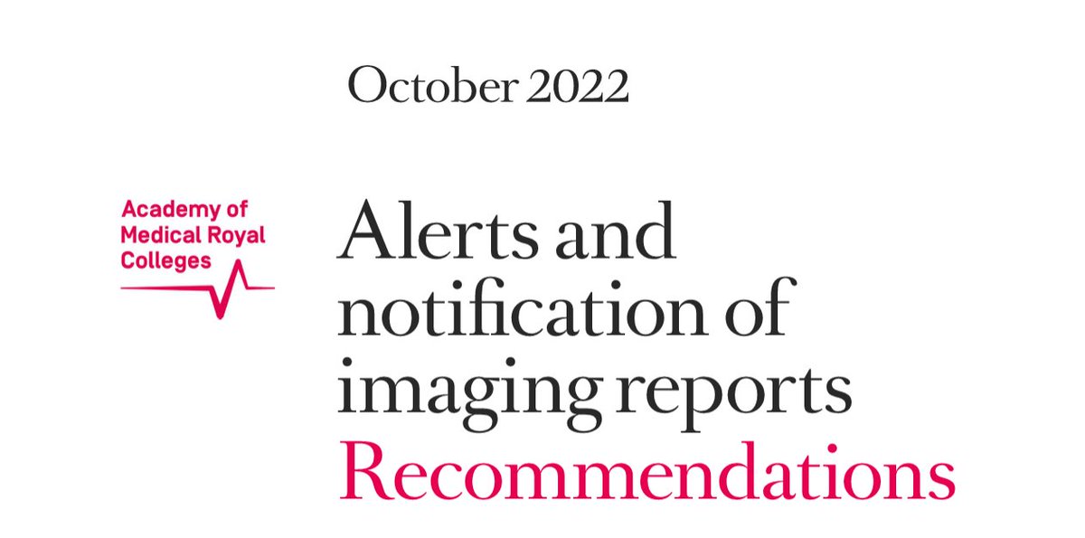 The Royal College of Radiologists (@rcradiologists) on Twitter photo We're pleased to announce the launch of the Recommendations on alerts and notification of imaging reports guidance.
The document seeks to ensure prompt and effective imaging result notification and its subsequent action to protect patient safety. <a href="/AoMRC/">AoMRC</a>
rcr.ac.uk/posts/recommen… We're pleased to announce the launch of the Recommendations on alerts and notification of imaging reports guidance.
The document seeks to ensure prompt and effective imaging result notification and its subsequent action to protect patient safety. <a href="/AoMRC/">AoMRC</a>
rcr.ac.uk/posts/recommen…