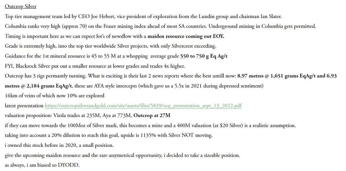 TheLastDegree's tweet image. if you like Silvercrest $SILV, you might want to take a look as what i think will be the "next" Silvercrest. 

Outcrop Silver. 

lifechanging money is only made by finding gems before everyone knows about them.