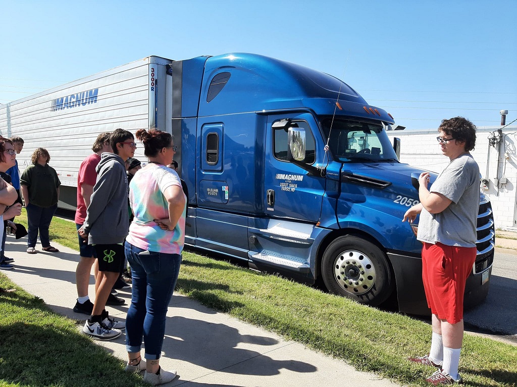 OppNow1's tweet photo. Former graduate Chris Davis stopped by Opportunity Now and explained how he obtained his commercial drivers license and how he travels the country delivering refrigerated merchandise for Magnum.  #veryproud https://t.co/cEVKTTA8oc
