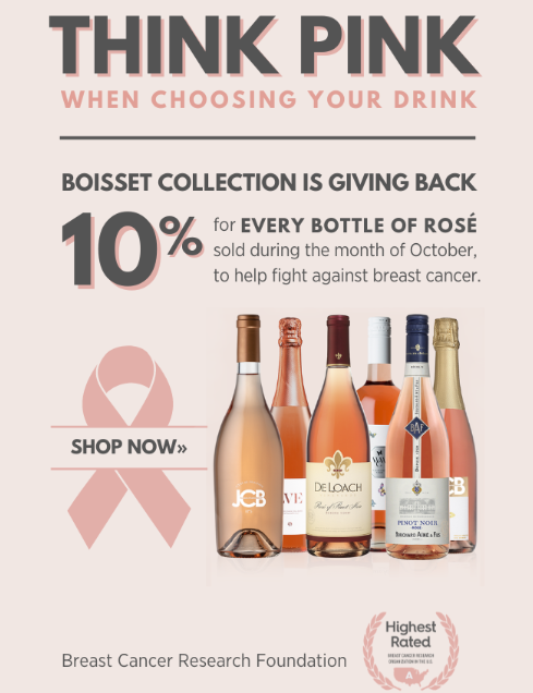We all know someone who has gone through breast cancer.  This is the Month to support the cause and pick up a case or two for yourself.  Click the link today. my.boissetcollection.com/ljs/products/c…

#thinkpink #breastcancer #breastcancerawareness #rosewine #winelovers #wineeducation