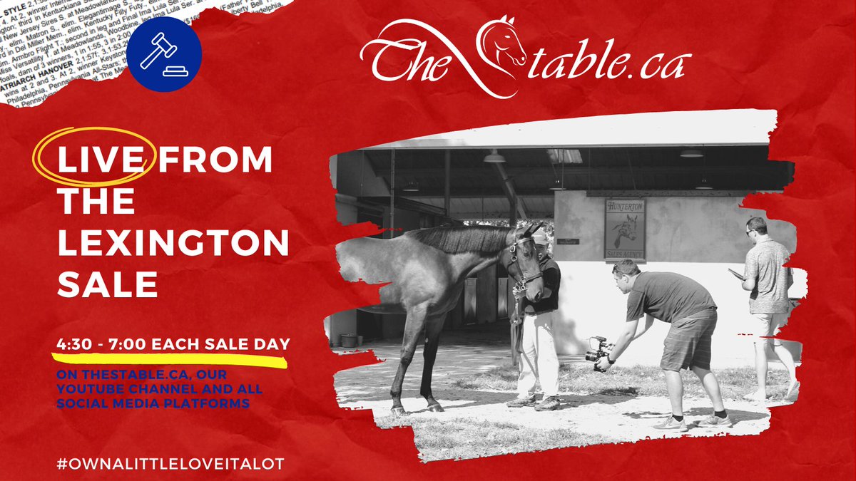 Join us live from the Lexington Sale each sale day 4:30pm - 7:00pm Broadcast includes videos & talk of prospective horses plus in-depth behind-the-scenes interviews w/ breeders, owners, trainers, drivers. Tune in here, YouTube or TheStable.ca #ownalittleloveitalot