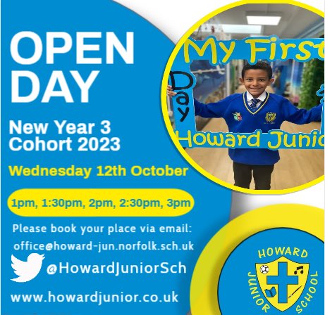 🔵🟡Open Day 🟡🔵 Please share with friends/ family. An opportunity to visit <a href="/HowardJuniorSch/">HowardJuniorSchool </a> and experience the magic for an afternoon!