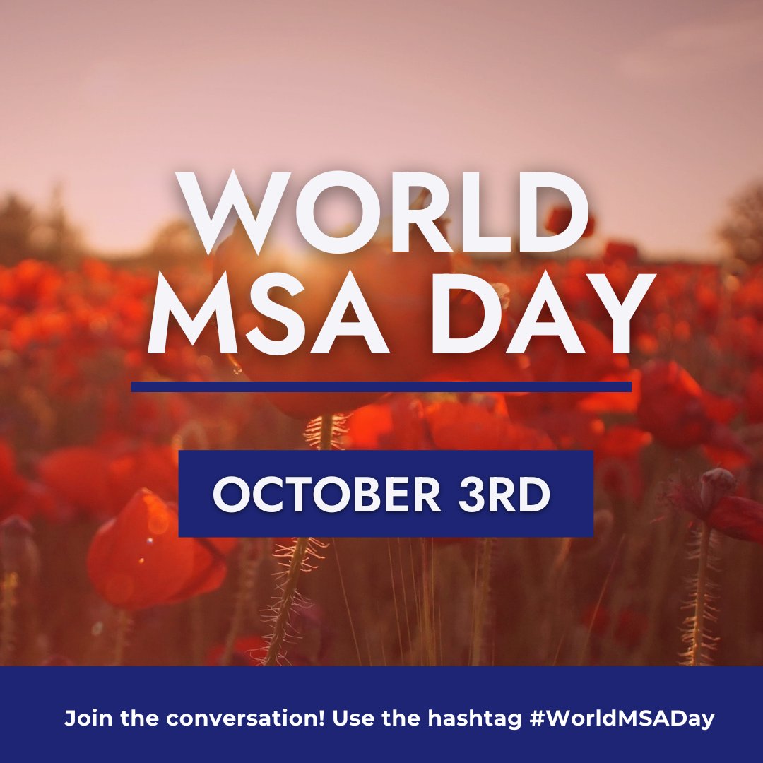 🌎 Today is #WorldMSADay! 

MSA is an extremely rare disease affecting 4 in 100,000 people. Here are some ways to observe this special day: 

1. Tell your network
2. Light a candle
3. Make a donation 

Learn more about MSA: bit.ly/3DEZ4f6
Donate: bit.ly/3DYUWXo