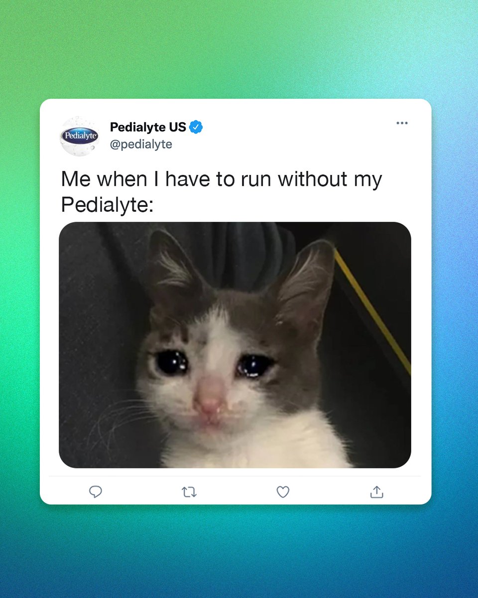 Literally me running down the street, losing all my electrolytes and not a single Strawberry Pedialyte in sight 😿