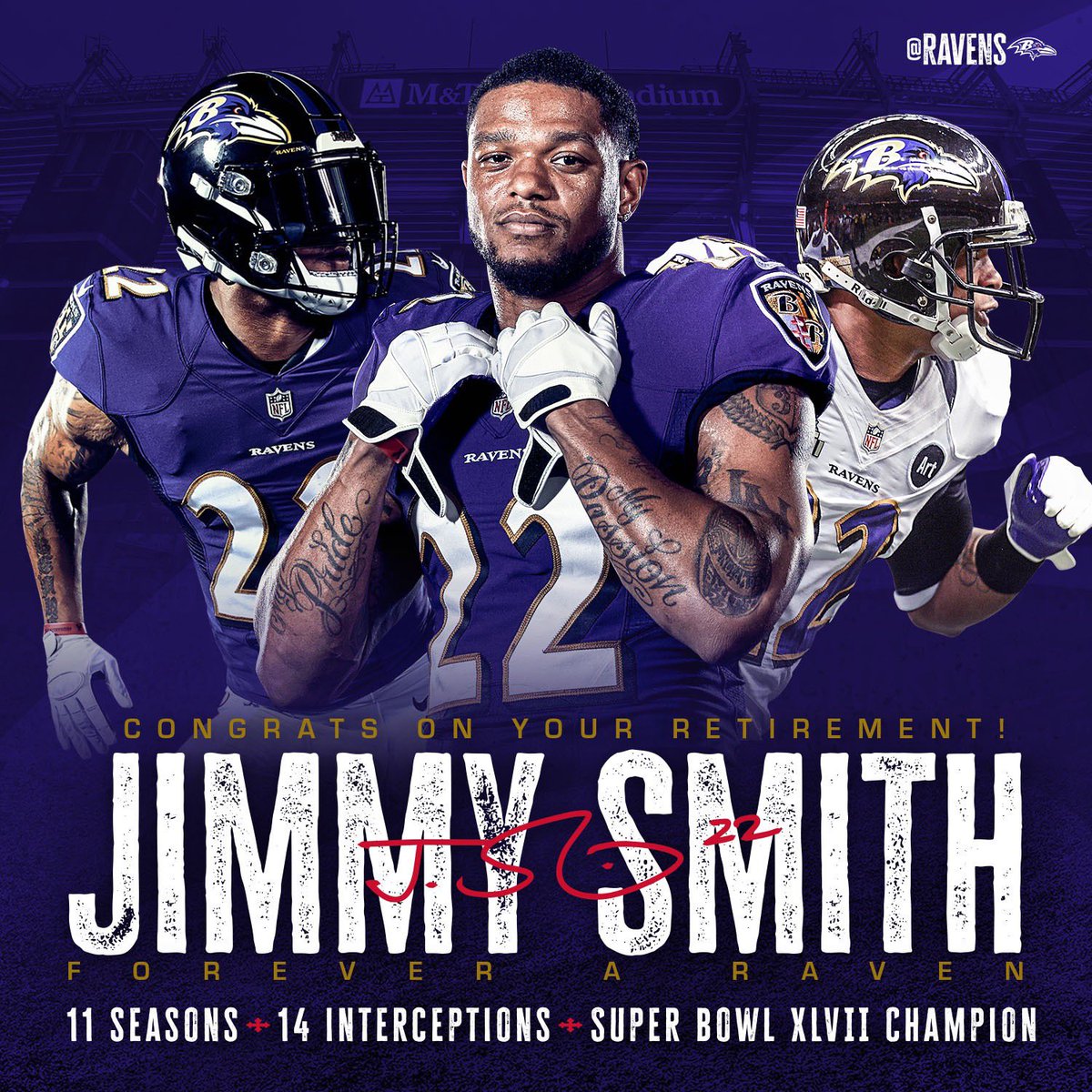 Following Coach Harbaugh’s normal Monday presser, Jimmy Smith will officially retire as a Raven.

Pressers will be available for livestream on our Facebook page, YouTube, app and website beginning at 2:30 p.m.