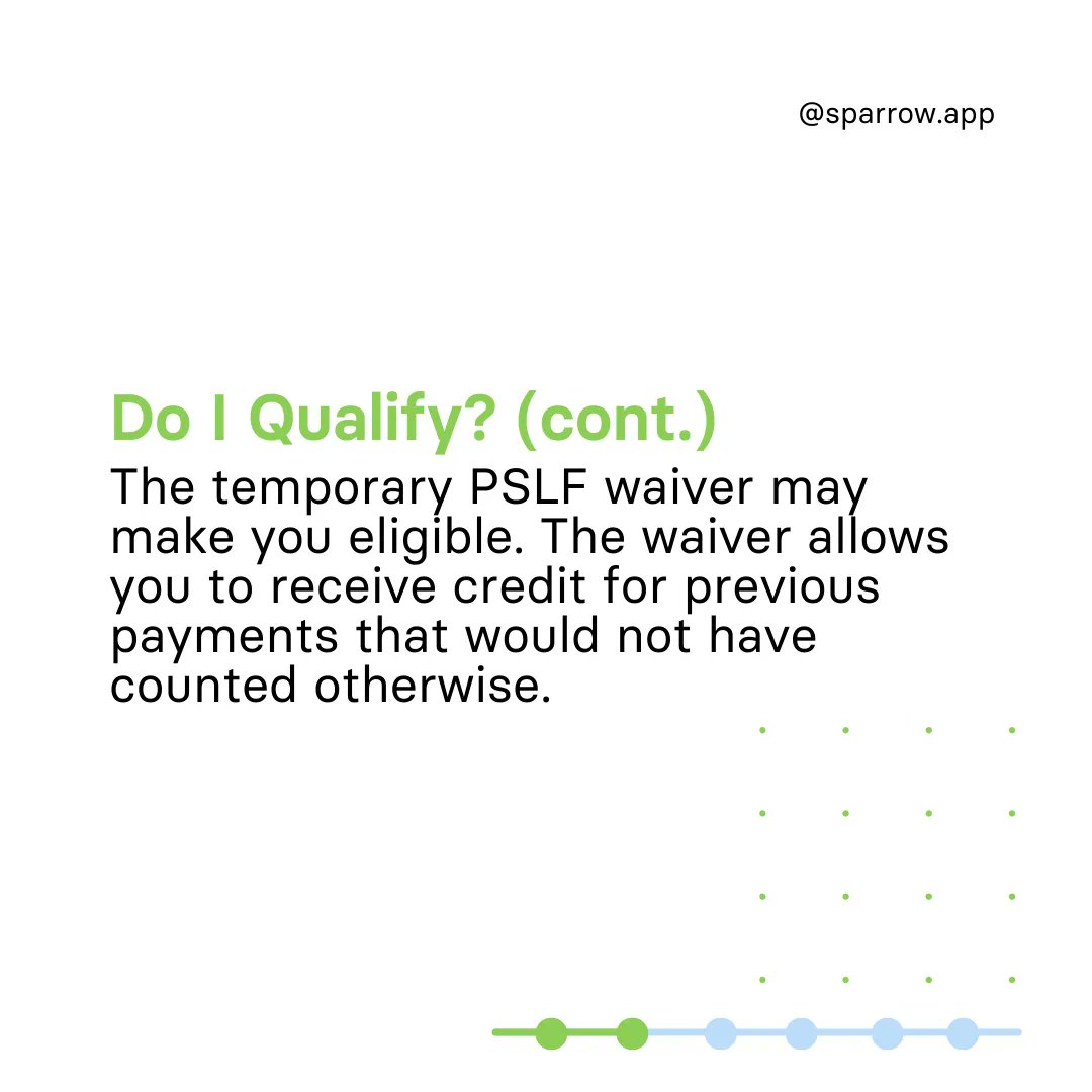 sparrow_app_'s tweet photo. The PSLF waiver may make you eligible for additional #studentloanforgiveness. BUT the waiver will expire soon on October 31st, 2022. If you think you may qualify, make sure to submit an application! https://t.co/zHvQ3m0jbZ