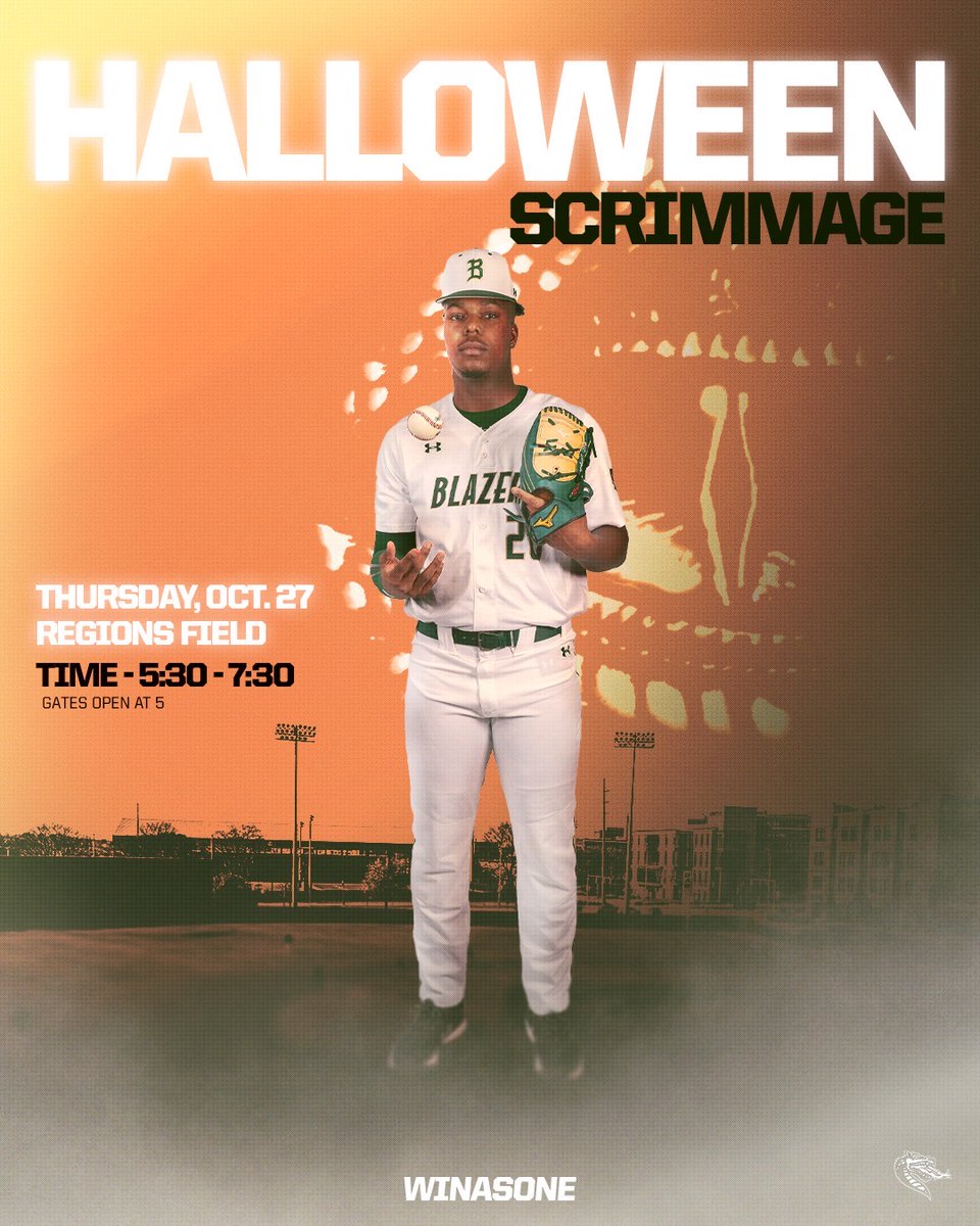 ℍ𝔸𝕃𝕃𝕆𝕎𝔼𝔼ℕ 𝕊ℂℝ𝕀𝕄𝕄𝔸𝔾𝔼🎃x⚾️ 

Put on your costumes, grab your trick-or-treat buckets and meet the Blazers at Regions Field Oct. 27! 

#WinAsOne
