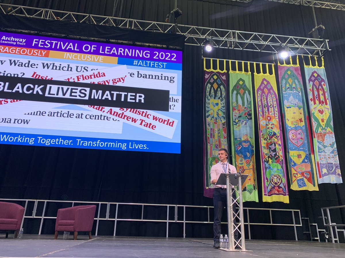 drbIgniteMAT_HR's tweet photo. Woohoo! Our very own Sarah @hebbstar and Niall taking the stage at our Festival of Learning #ALTFEST they are leading such important work across our Trust and I absolutely ❤️ it!! 🙌👏 https://t.co/saGGYz1k50