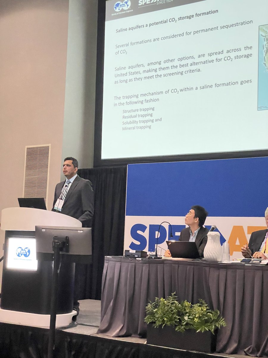 advantekwms's tweet photo. Happening now: Our Senior Geomechanics Engineer Yashesh Panchal presents his paper on #CCS at the @SPEtweets SPE Annual Technical Conference &amp; Exhibition. In it, he presents how use of horizontal wells can substantially increase the world’s capacity for CO2 sequestration https://t.co/h4ngoxA2ys