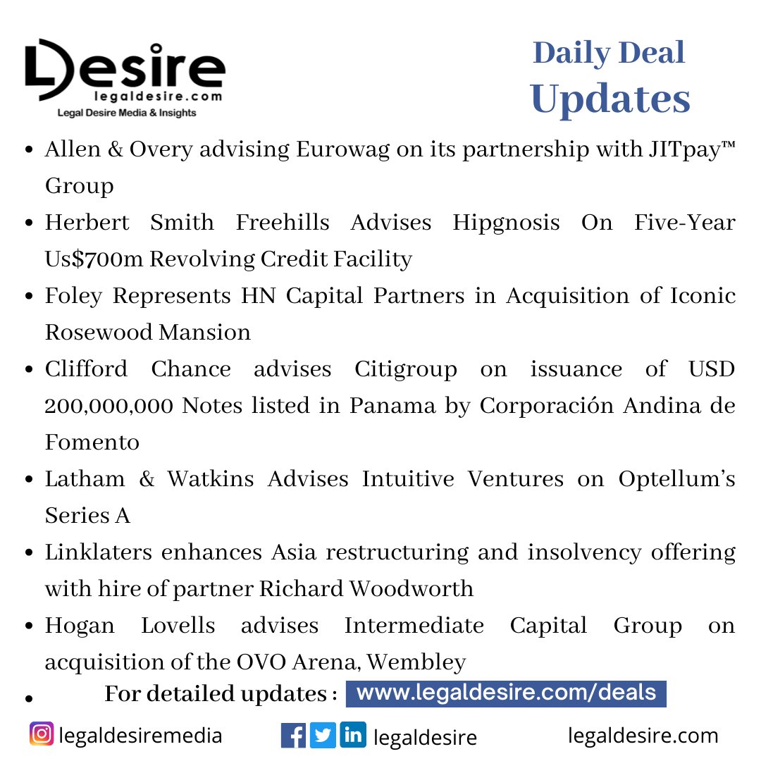 Deals Update 

Read full update here: legaldesire.com/category/deals/