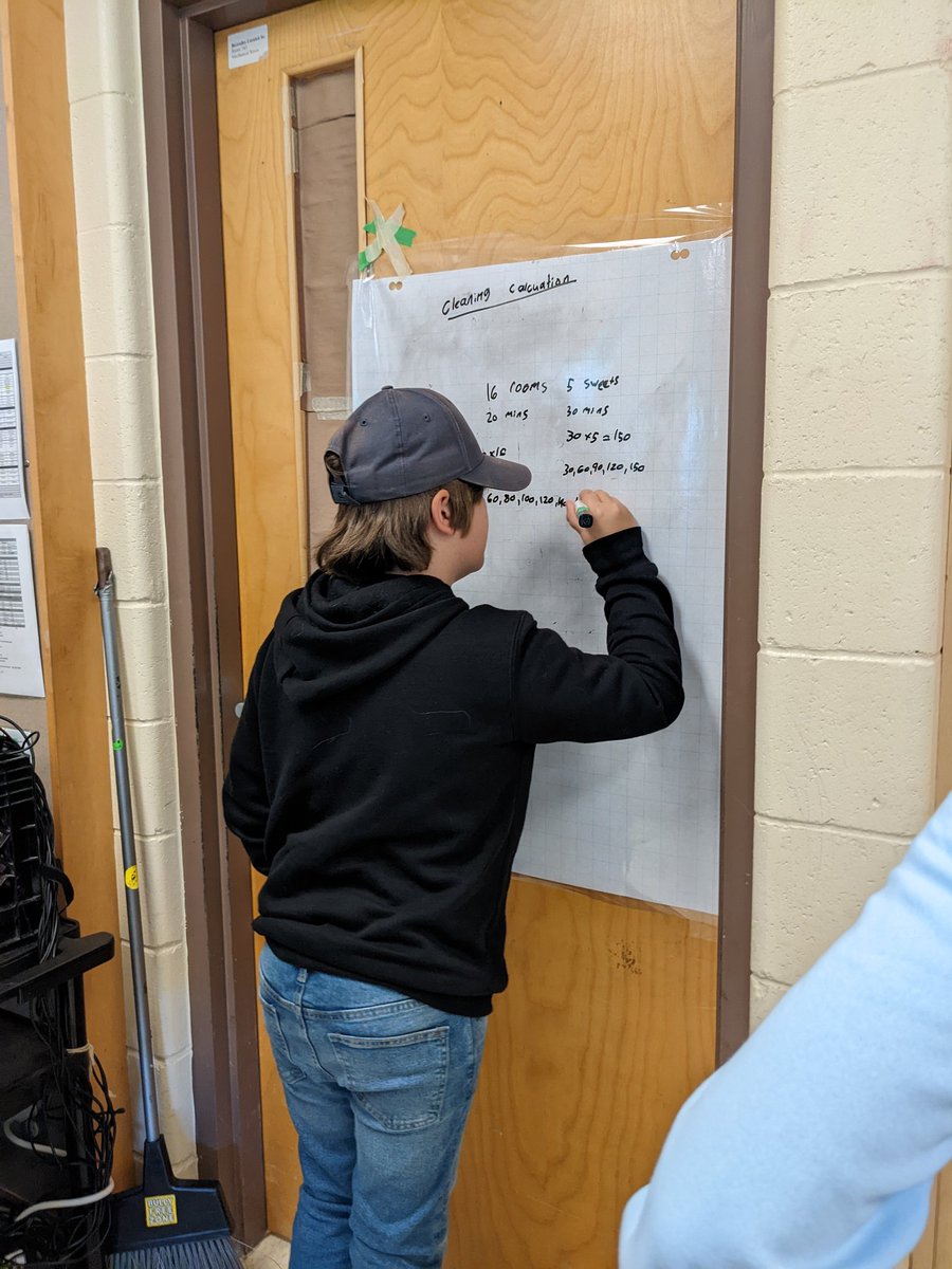 Solving problems on our vertical whiteboards. Ss are working on communication, teamwork and problem solving through choice! <a href="/pgliljedahl/">Peter Liljedahl</a> <a href="/TeachAndrews/">Shawn Andrews</a> @OrchardParkPS