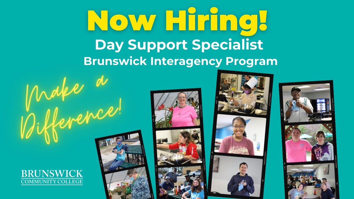 Brunswick_CC's tweet photo. BCC's Brunswick Interagency Program (BIP) is looking for a Day Support Specialist. This person will report to the #BIP Director and have the opportunity to make a difference in the lives of our uniquely abled students! https://t.co/eHNOjHoWaH
#UniquelyAbled #YOUcanBCC #Great58 https://t.co/BrYKx5GShU