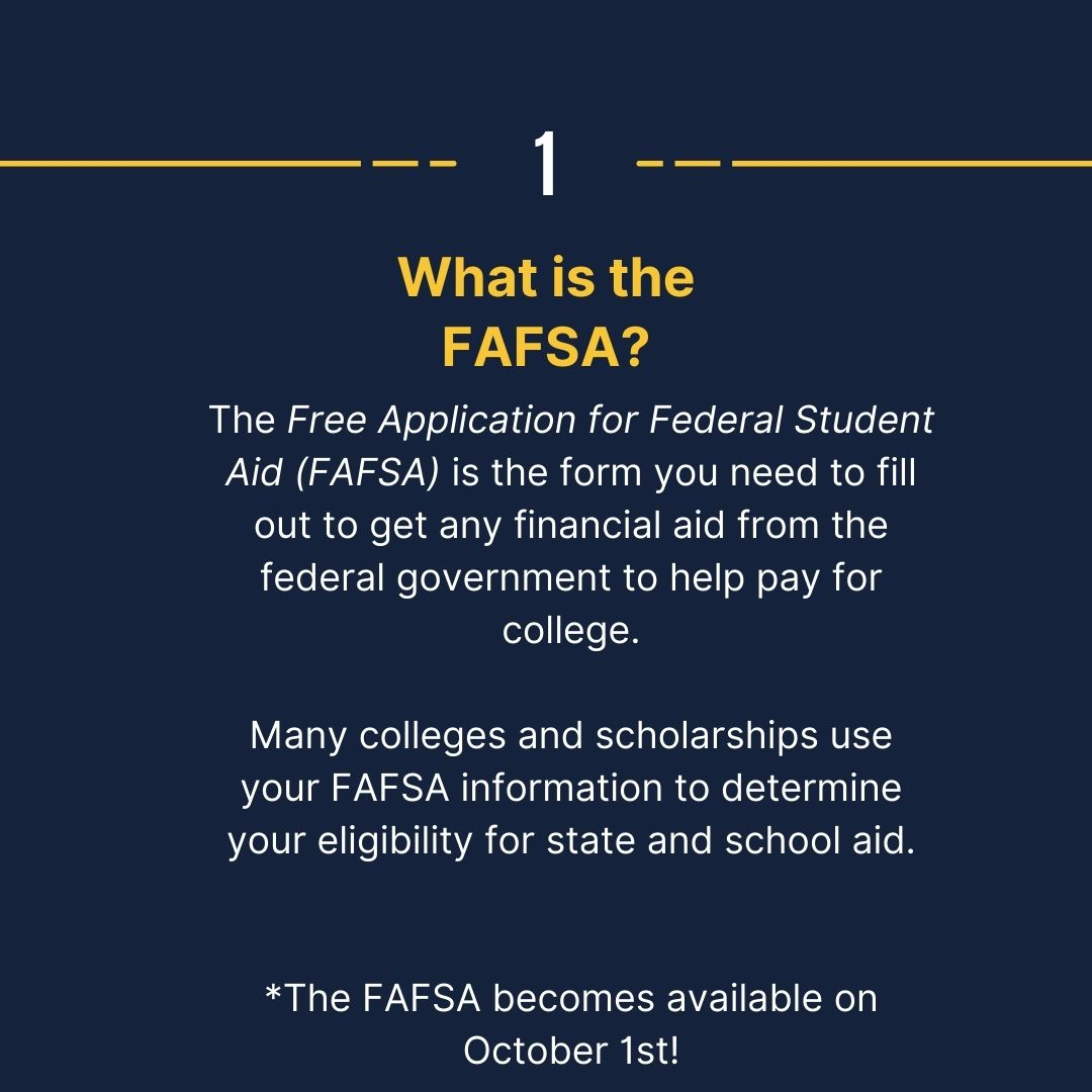 CCPSCCHSGuide's tweet image. FAFSA opened Ocotober 1st! Come see your counselor or Ms. Joya if you have need help or have questions. #bdp #collegeapplication #classof2023