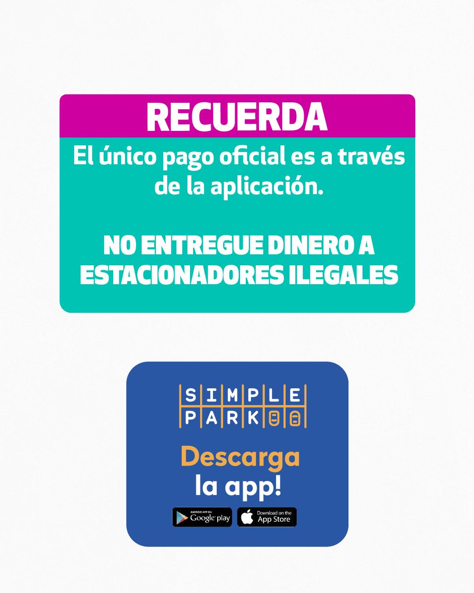 MuniVitacura's tweet image. 🚨 PLAN ALONSO DE CÓRDOVA ||

👏 Desde octubre, estacionar en Alonso de Córdova es más barato, seguro y moderno 🔐 Con la nueva app: Simple Park

🕣Lunes a sábado: $25 x minuto (antes 40)
🕣Domingo: $15 x minuto

Un sistema que nos permite hacer frente a estacionadores ilegales💪