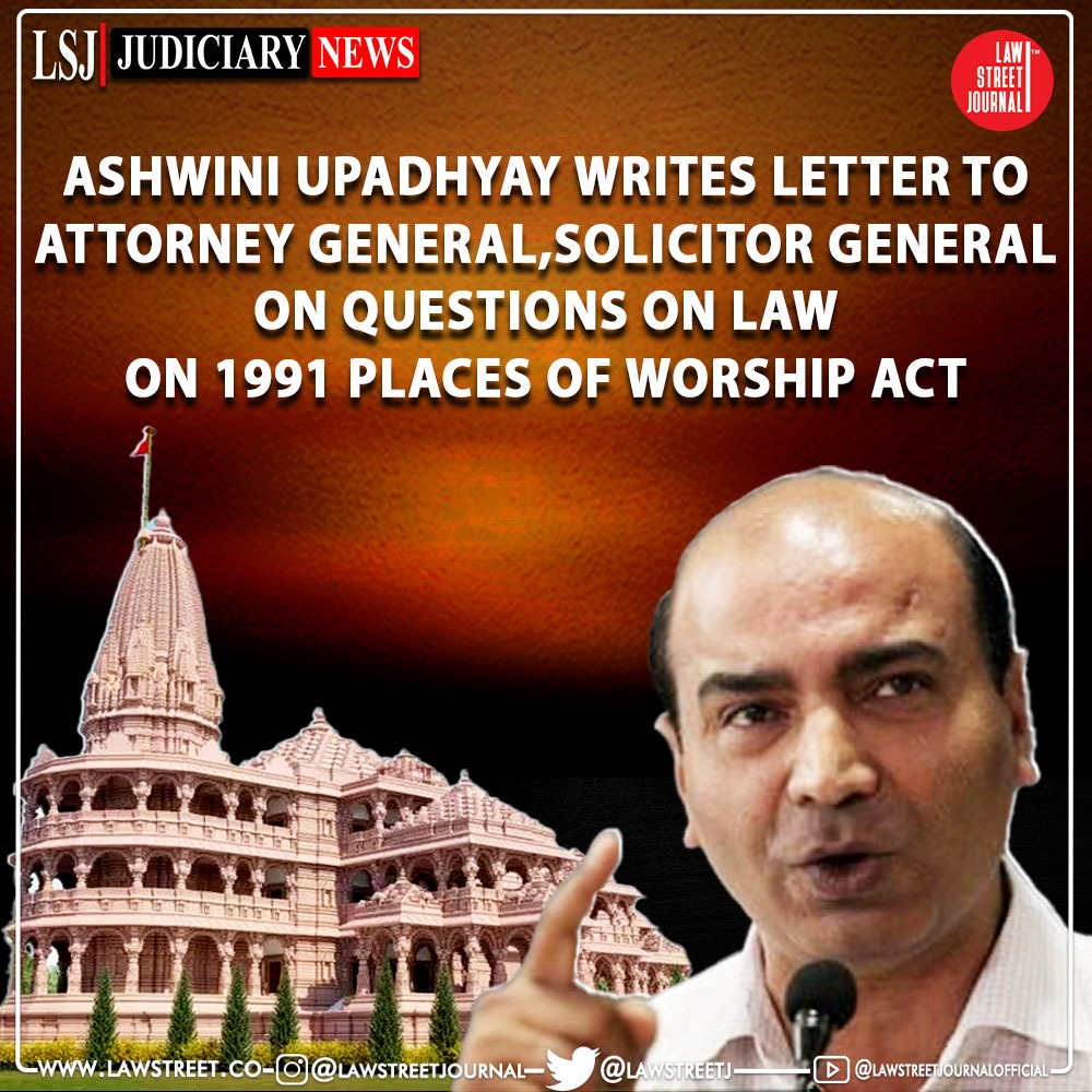 #AshwiniUpadhyay Writes Letter To #AttorneyGeneral, #SolicitorGeneral On Questions On Law On 1991 #PlacesofWorshipAct.

Read Full Article
lawstreet.co/judiciary/ashw…

@AshwiniUpadhyay #TusharMehta #ConstitutionofIndia #HinduReligion