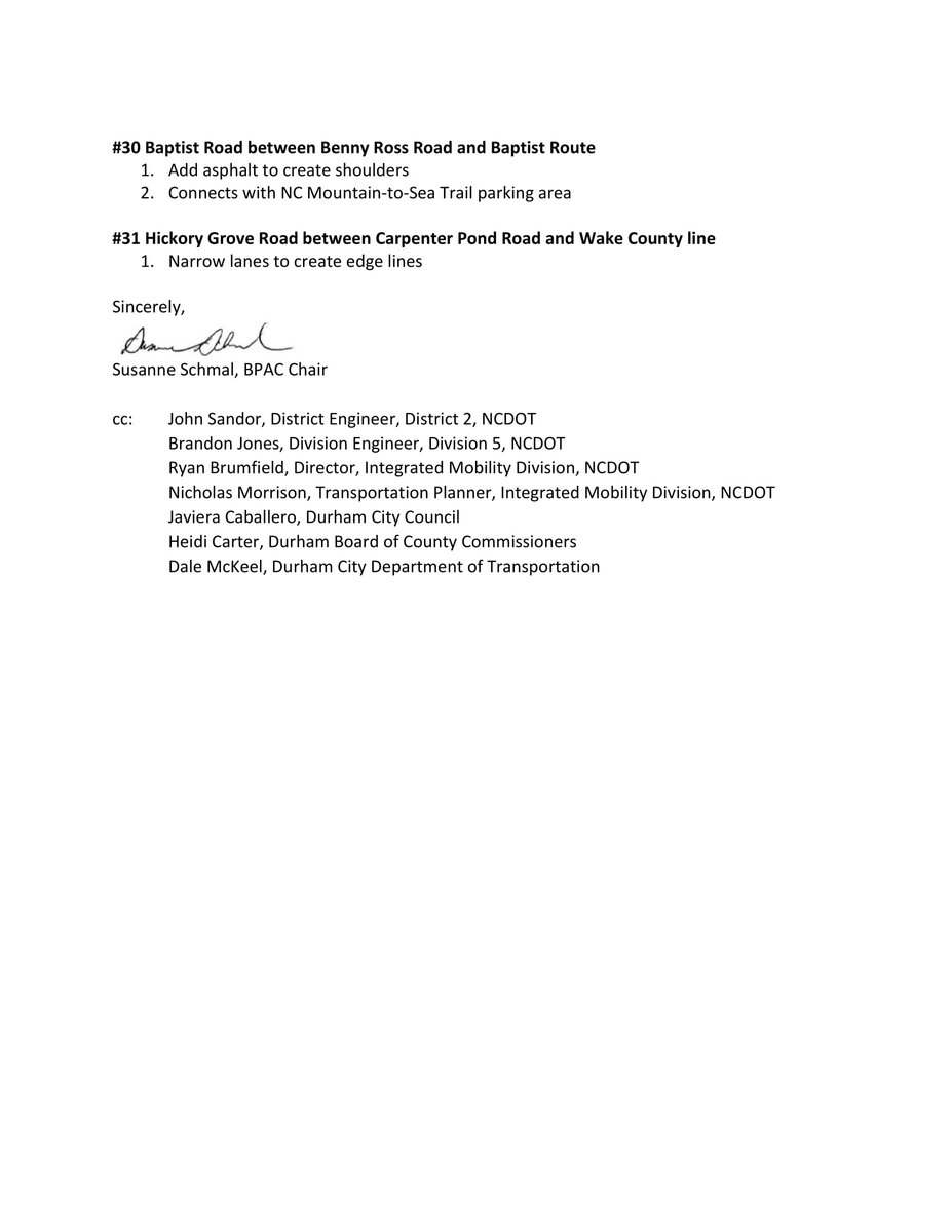 On September 20th, <a href="/DurhamBPAC/">Durham BPAC</a> approved the following letter regarding the <a href="/NCDOT/">NCDOT</a>’s planned 2023 resurfacing projects: