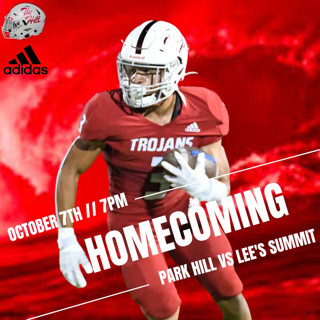 Park Hill vs. Lee's Summit this Friday Oct. 7th for HOMECOMING. Lets PACK THE HILL

<a href="/CoachAndySims/">Coach Sims</a> 

#Trojanmade⚔️
#homecoming