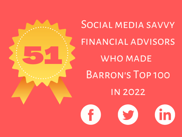 Acknowledge  <a href="/WFInvesting/">Wells Fargo Wealth & Investment Management</a> <a href="/WescottFin/">Wescott Financial</a>  <a href="/MattBabrick/">Matthew Babrick</a> <a href="/ChiCapLLC/">Chicago Capital</a>  <a href="/kenmoraif/">Ken Moraif</a>  <a href="/rpofamerica/">Retirement Planners of America</a>  <a href="/Ameriprise/">Ameriprise Financial</a>  <a href="/hnewmankroft/">Holly Newman Kroft</a>  <a href="/NeubergerBerman/">Neuberger</a>  <a href="/CPIWealth/">Creative Planning</a>  <a href="/sal_tiano/">Sal Tiano</a>  <a href="/iamryanswartz/">Ryan Swartz</a>  >   51 social media savvy financial advisors who made Barron’s Top 100 in 2022 
blog.investmentpal.com/social-media-s…