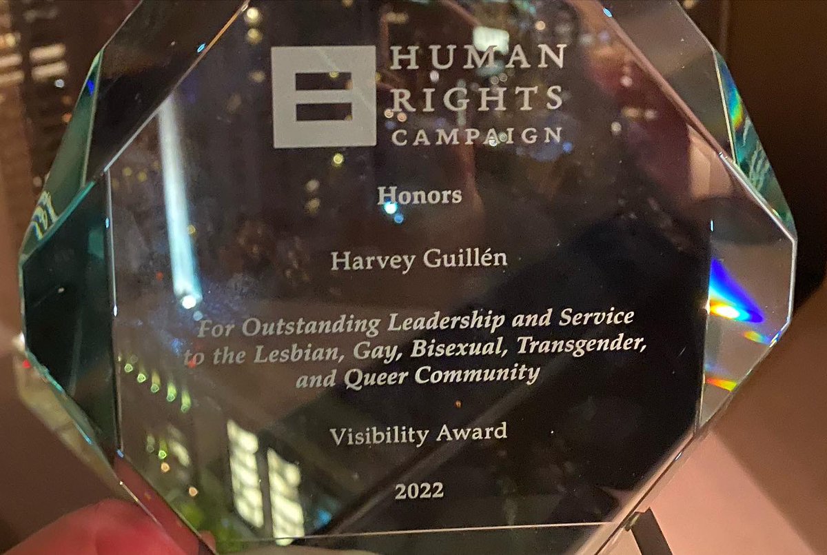 HARVEYGUILLEN's tweet photo. Thank you so much @HRC for this honor! https://t.co/A4kQVjIQkC