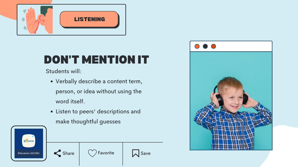 GCISDigital's tweet image. 📊 This week&apos;s @EllevationEd 🔦 spotlight #listening strategy is &quot;Don&apos;t Mention It.&quot; Follow our #ELLevation series this month to learn more! #GCISDigital