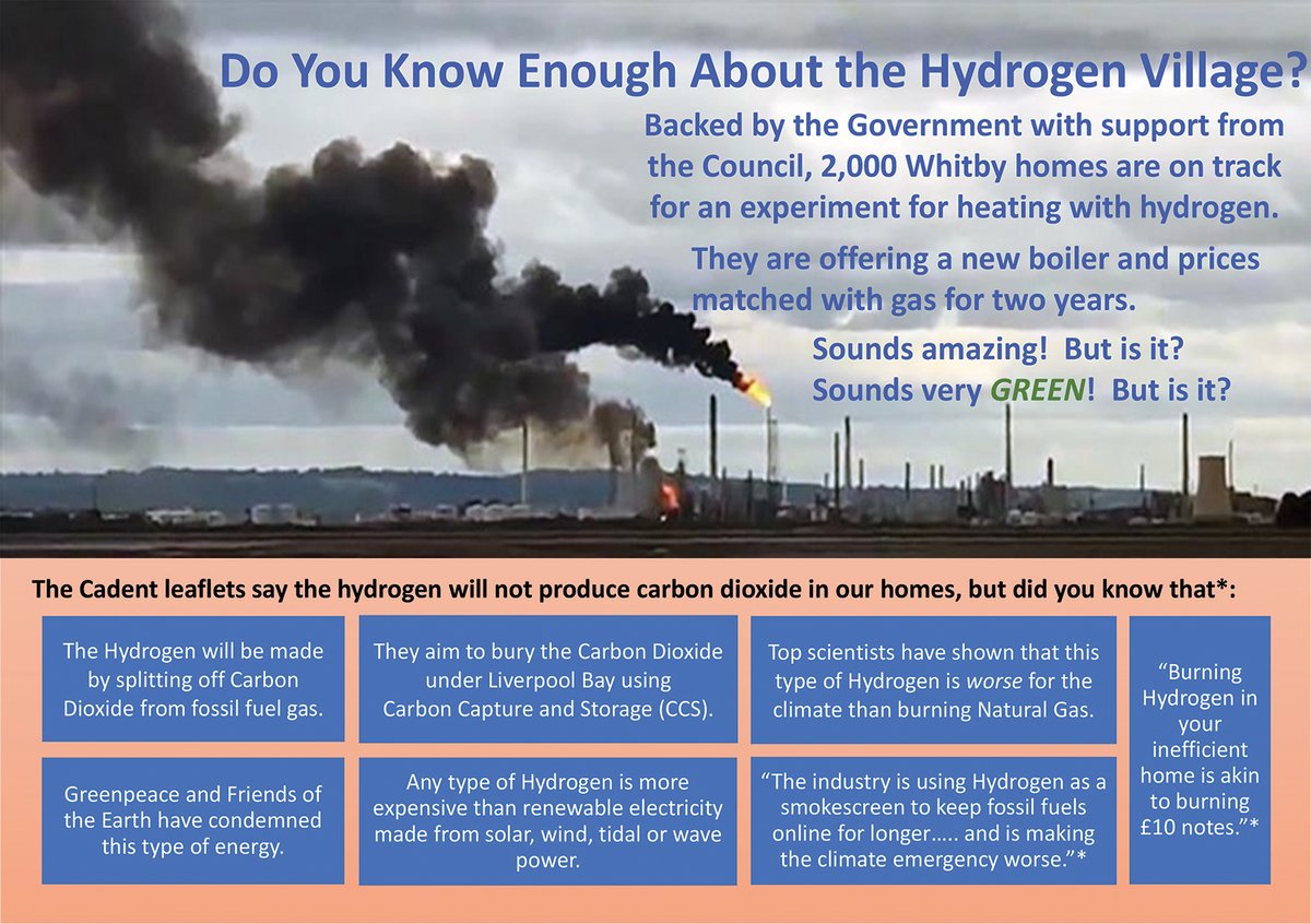 HyNotNW's tweet photo. We've been leafleting around Whitby in Ellesmere Port today. The area is in line for the @HyNetNW and @CadentGasLtd proposed #HydrogenVillage, so we're giving local residents the facts to counter the fossil fuel industry #Greenwash.

Heating homes with #Hydrogen is nonsensical. https://t.co/syZw2nGdso