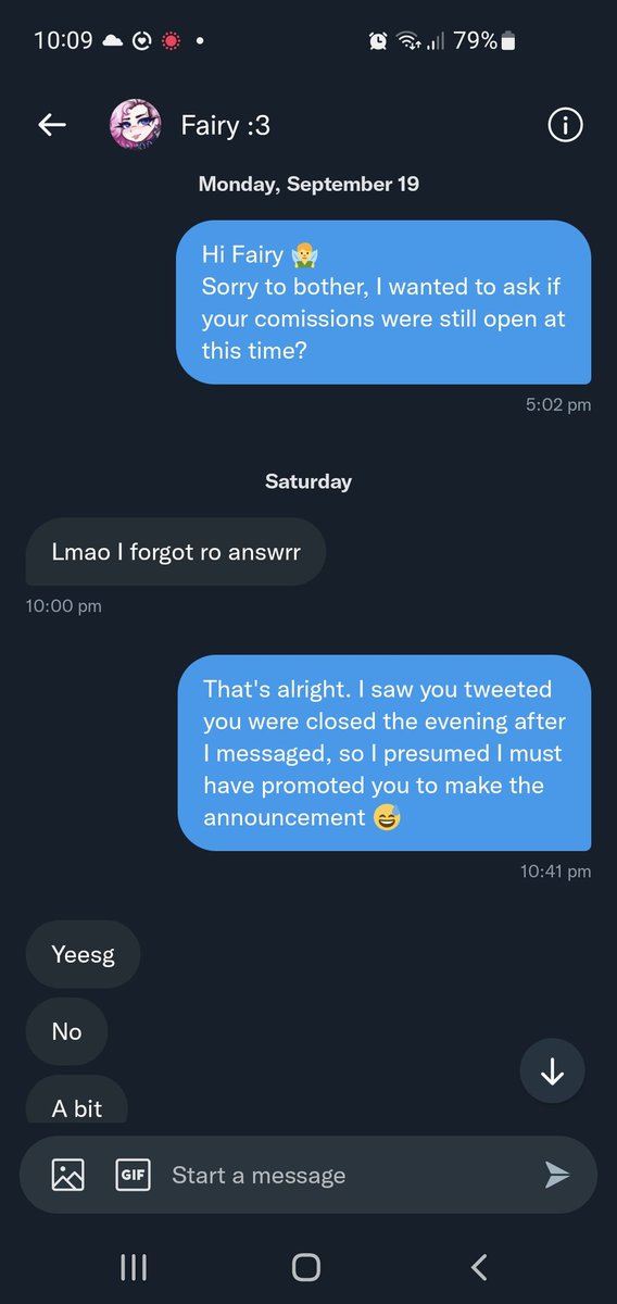 GLewdz's tweet photo. ⚠️⚠️⚠️ARTIST PSA⚠️⚠️⚠️

Do not going looking for comissions from @/FairyinCorner.
I recently contacted them for comm work and was disrespected and made fun of during our conversations.
They do not take their comm work seriously nor do they respect their followers... [1/2] https://t.co/RhXl91jx6m