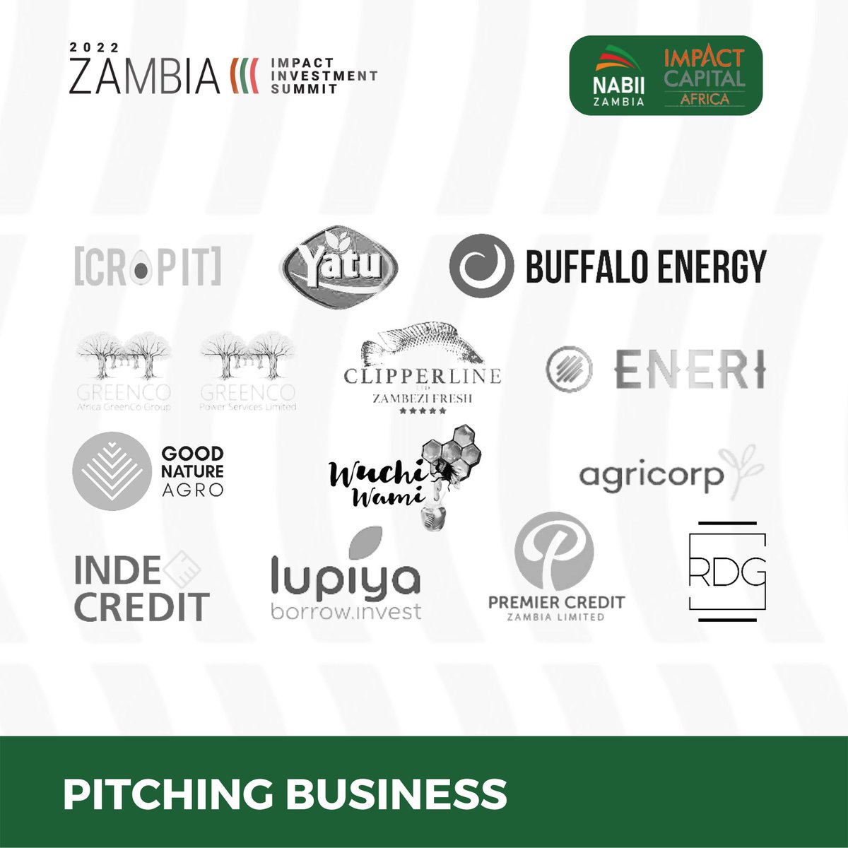 NAB_Zambia's tweet photo. Last month, we hosted #ZIIS2022 &amp; one obj. was to provide an opportunity for several investment-ready 🇿🇲 SMEs looking to raise funds &amp; form p/ships to link with investors. We are delighted that 13 enterprises shared their compelling stories with investors.

#ZIIS
#impactinvest https://t.co/wSjKNO1nLq