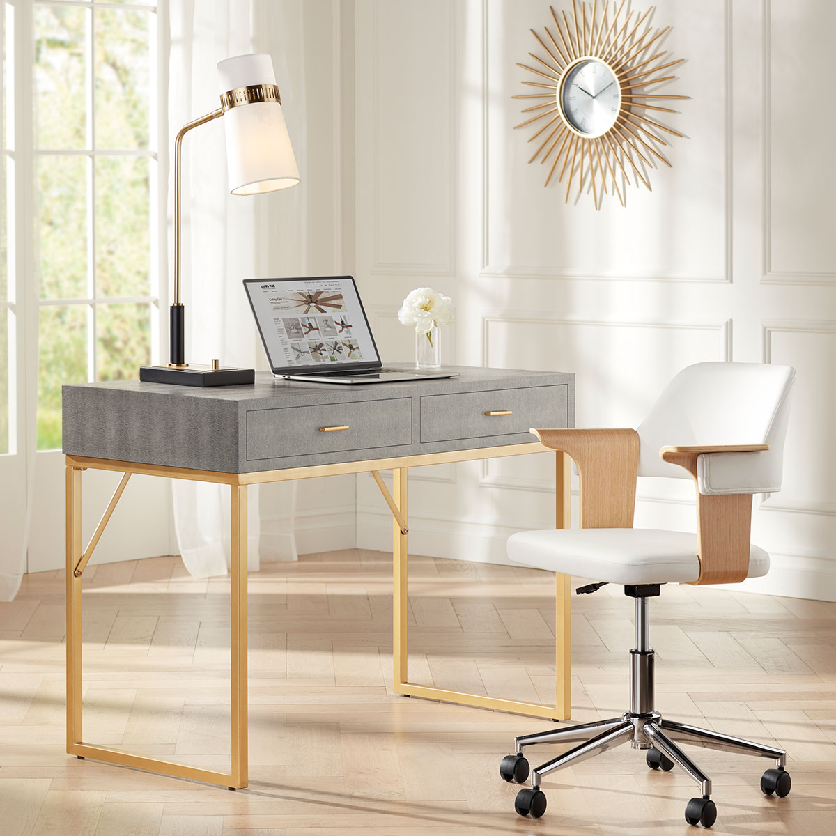 LampsPlus's tweet photo. Work-life balance in check ππΏ
Shop desk lamps: https://t.co/SK6Z4gINYv
#myLampsPlus #OfficeLighting #DeskLamp #OfficeDesk #SwivelChair #OfficeChair #RoundWallClock #GreyandGold #OfficeInspiration https://t.co/eqsO5g6paL