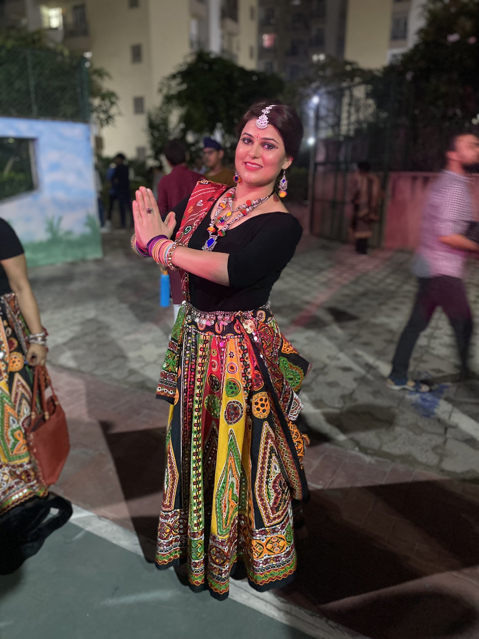 Ahmedabad :Women wearing traditional attire, pose for photographs as they  practice Garba. #Gallery