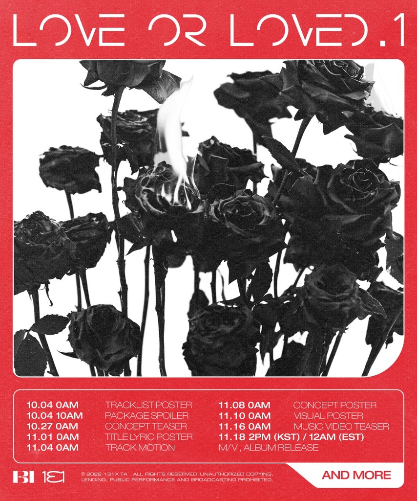 B.I GLOBAL EP
<Love or Loved Part.1>
PLAN POSTER

Album Release
2022. 11 .18 2PM (KST) / 12AM (EST)

#BI #비아이 #131LABEL