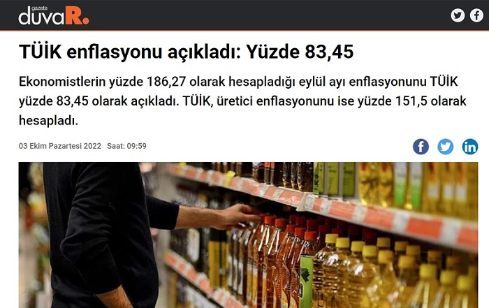 FotoHaber - Yıllık üretici enflasyonunu %151, tüketici enflasyonunu %83 olarak açıklayan TÜİK: ''1 yıldır maliyetinin yarısına satış yapıp hala batmayan işletmelerin sırrını biz de çok merak ediyoruz...''  zaytung.com/fotohaberdetay…