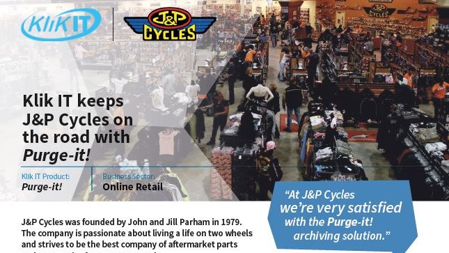 klikitltd's tweet photo. Check out 3 reasons why J&amp;P Cycles chose #Purgeit for its #JDE #EntepriseOne #archiving
1. Coded in E1...so no learning curve
2. Archive data can be accessed directly from the production environment
3. Low maintenance #archivingsolution
https://t.co/2zWYdpMvrh
#JDEdwards #ERP https://t.co/GrXbE53qi3