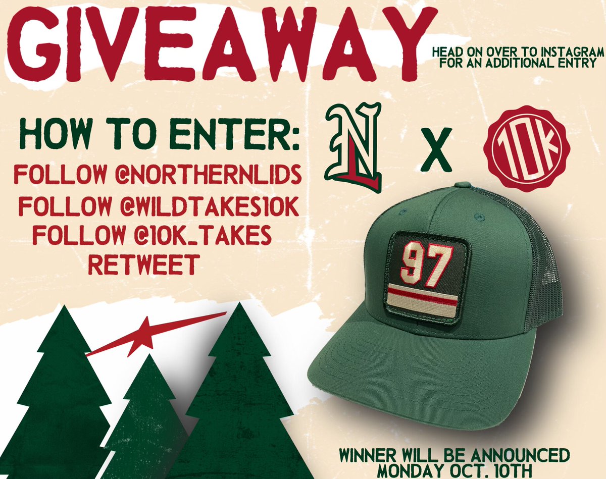 10k_Takes's tweet photo. 🚨Kaprizov Hat Giveaway🚨

We're partnering with @NorthernLids  to giveaway one of their #MnWild Kaprizov hats. To enter:

- Follow us (@10k_Takes )
- Follow @NorthernLids 
- Follow @WildTakes10k 
- Retweet this tweet

Head to our Instagram (10ktakes) for an additional entry! https://t.co/XabmLpvgNz