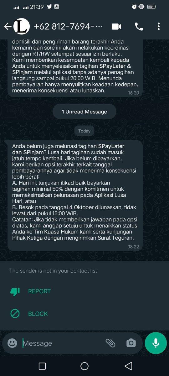 agaktipsy's tweet photo. Takut bgt tiap baca WA dari Desk collector sh00pe 😭😭 rasanya sesak nafas bahkan sampe mau mual rasanya https://t.co/dm6p8A0KA9