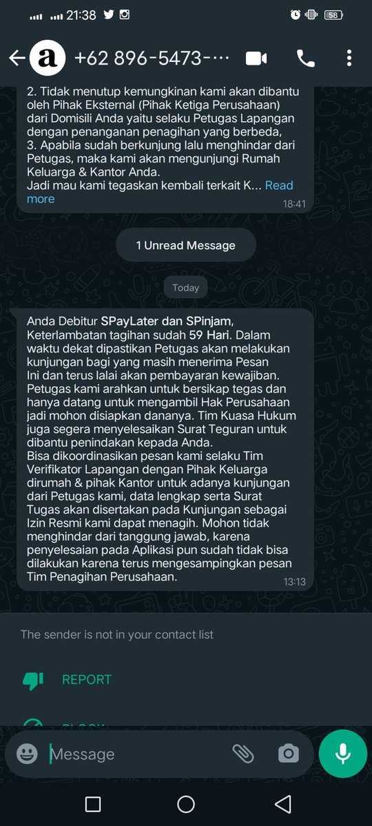 agaktipsy's tweet photo. Takut bgt tiap baca WA dari Desk collector sh00pe 😭😭 rasanya sesak nafas bahkan sampe mau mual rasanya https://t.co/dm6p8A0KA9